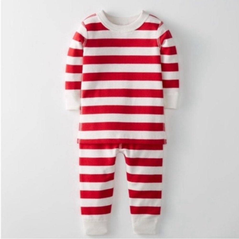 Hanna Andersson Red and White striped Organic Cotton pajama set 6-9mo